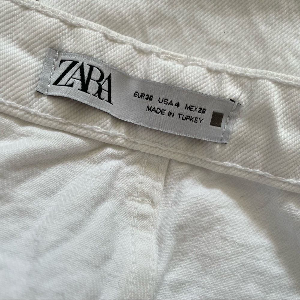 Zara white wide leg denim jeans 100% cotton US size 4 - Picture 3 of 7